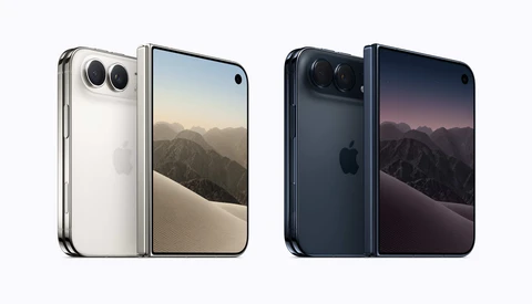 Two smartphone mockups displaying dual rear cameras and landscape imagery on screens