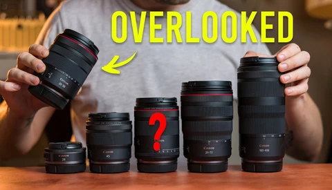 Collection of five camera lenses arranged by size with one highlighted as overlooked
