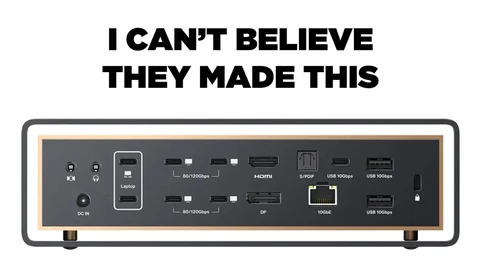 Meme graphic showing back panel of audio/video interface with multiple ports and connections