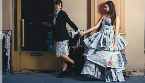 Youness Valo Bouslame Shoots Paper Dresses