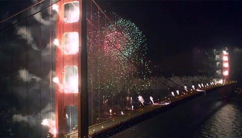 Timelapse Of Golden Gate Bridge's 75th Anniversary Fireworks Show