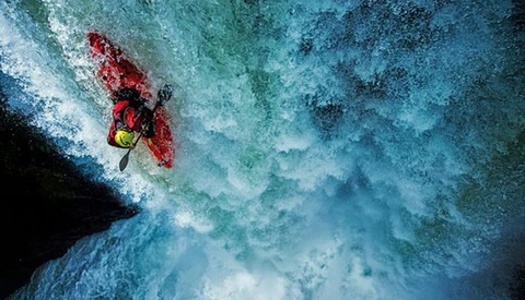 Getting The Shot: Kayaker Dropping Off A 65-foot Waterfall
