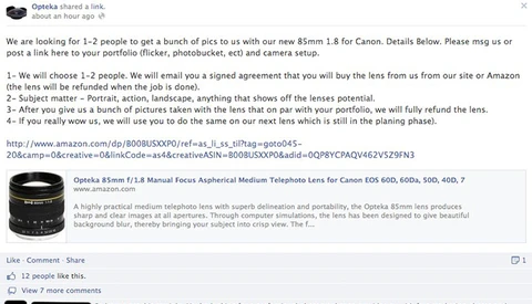 What Do You Think About Opteka's Recent Offer To Photographers? 