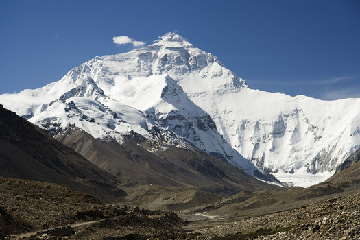 The north face of Everest above the Rongbuk valley, Tibet