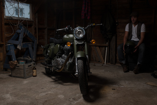 One light above the bike.