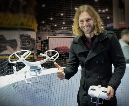 Elia Locardi flying a drone at PPE 2014