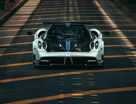 The Pagani Huayra BC from the front under the train line. Pagani Huayra BC Profoto Phase One Automotive Photography Fstoppers Urban Supercar Hyper Car