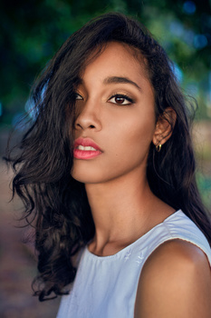 Portrait of girl with red lips