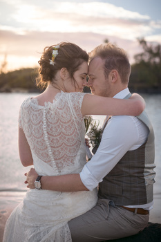 wedding at beach at sunset