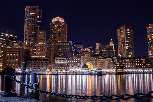 Boston Skyline seen from the Waterfront.