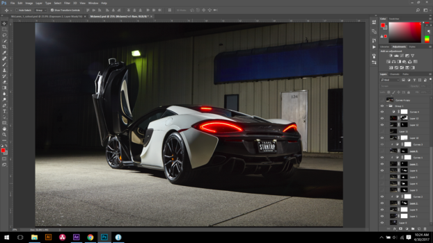 McLaren photo in the Photoshop user interface. Photoshop Composite McLaren Stormtrooper Adobe