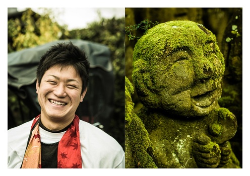 Street Portrait and Buddhist Statue Street Portrait and Buddhist Statue