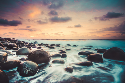 Slow Tourism seascape, sunrise, long exposure, landscape