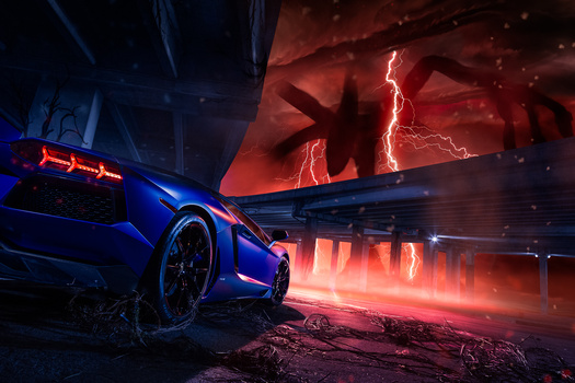 Finished Edit from the Stranger Things inspired shoot. photoshop automotive photography lamborghini editing