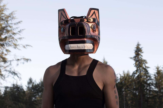 Northwest coast style mask for dancing. Taken by Gabrielle Colton