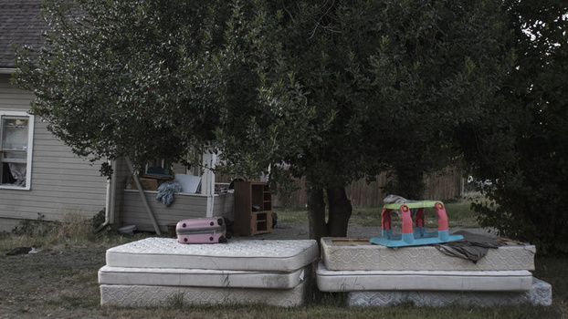 A reservation home showing signs of poverty A reservation home showing signs of poverty