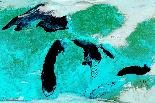 An Icy Lake Erie from Space