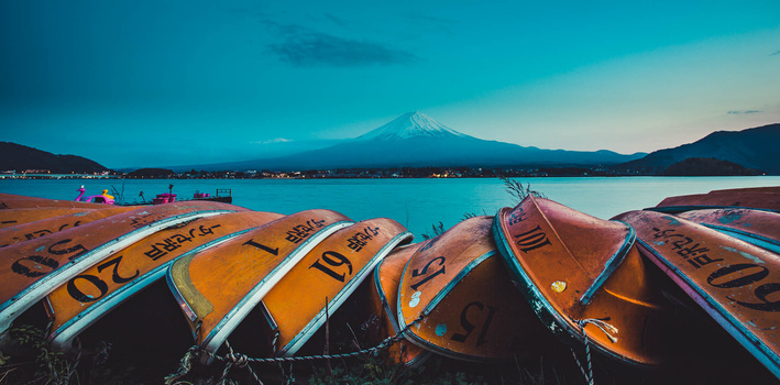 Dusk at Kawaguchi Mt. Fuji, Lake Kawaguchi