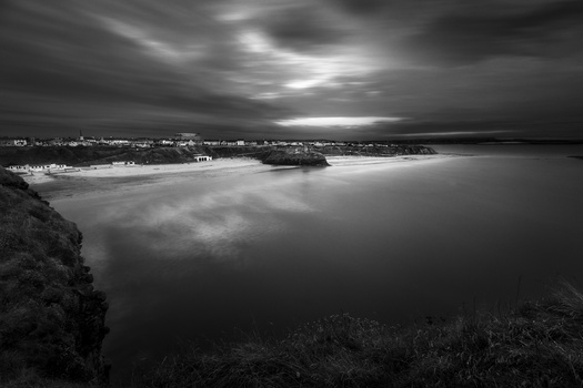 coastal photography in black and white during daylight hours