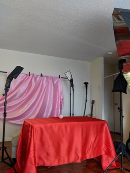 BTS shot of the set for Mango Sassi The lighting setup for the photoshoot with Mango Sassi