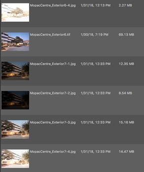 a screenshot in Adobe Bridge of bracketed exposures
