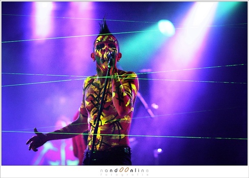 Lasers during the concert of the French punk band Punish Yourself in 2010. All went well during this concert performance (EOS 1D mark III + EF85L | ISO2500 | f/1.4 | 1/250)