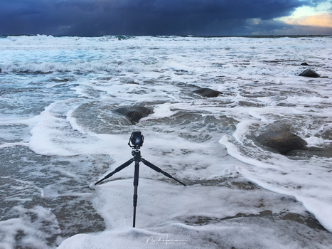 Shooting between the waves at Lofoten in 2019.If you don't have a ND filter, it is possible to simulate a longer exposure by taking a series of images