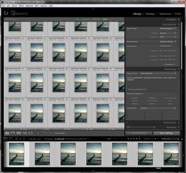 Every image of the series must receive the same post processing. This is made very easy in Lightroom by synchronizing settings.