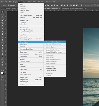 Transform all layers into a Smart Object. This can take a while so grab a coffee during the wait. How long you need to wait depends on the amount of layers, the speed of your computer, and the dimensions of your photos