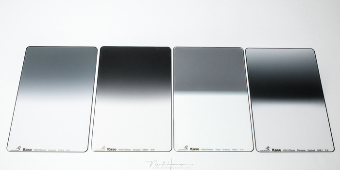 A great set of Kase GND filters. From left to right: soft 0,6GND, medium 0,9GND, hard 0,6GND and the reverse 0,9GND