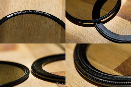 An impression of the 86mm Kase polarization filter, together with the rotating adapter ring.