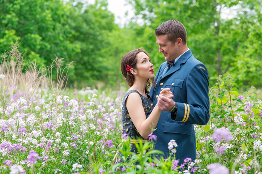 Couple in uniform dancing