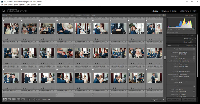 An example of a wedding shoot, in the same location. With a fixed white balance I am sure the colors in this series will be consistent. When auto white balance is set, every photo can have a different color temperature. You can correct this, but it is an