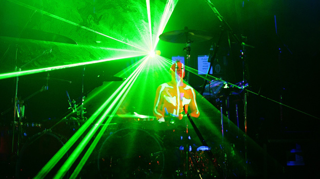 Mirrorless cameras are very sensitive to laser beams, because the sensor is always exposed. There is no mirror or shutter to protect the sensor when looking through for a composition