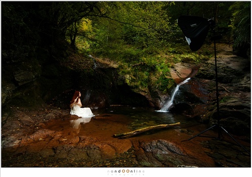 Strobist photo session in a magical place. The Canon Speedlite 600EX-RT inside the softbox was almost too weak for this setting. It worked, but I would have liked a more powerful light.