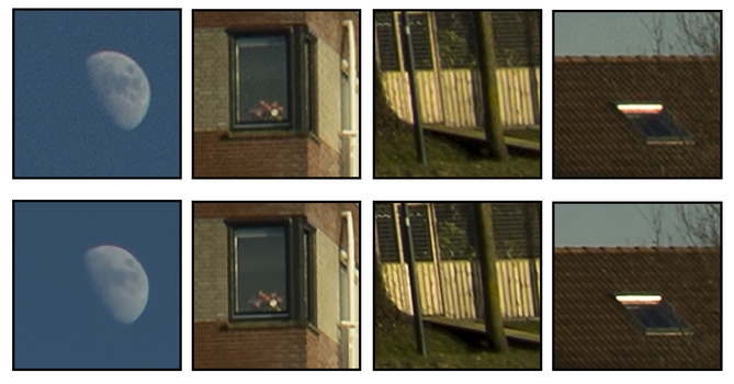 A comparison of a normal resolution and super resolution. The top images are from the normal resolution, the bottom from the super resolution.