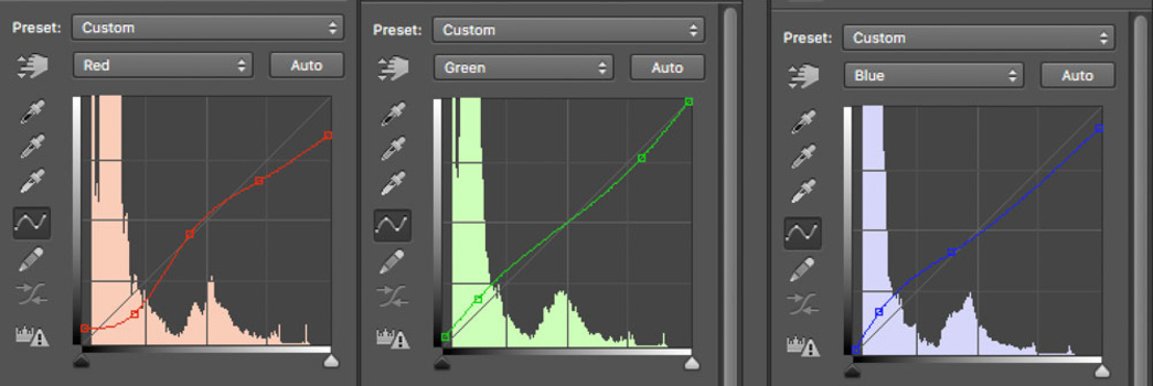 Curves color channels for the "Environment" layer Curves color channels for the "Environment" layer