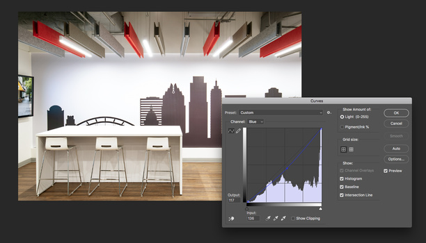a screenshot showing a Curves color adjustment in Photoshop