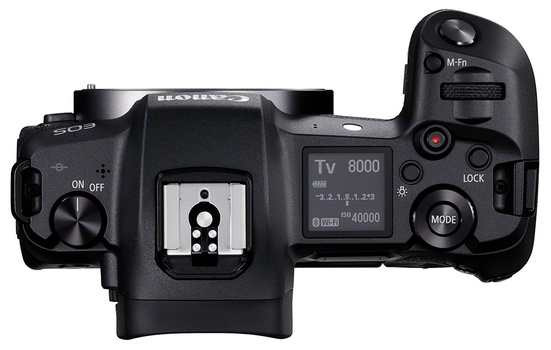 Top deck display on the Canon EOS R Top deck display on the Canon EOS R