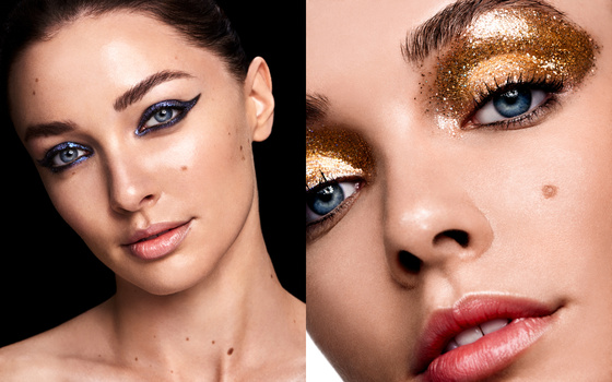 Beauty photo with glitter eyeshadow