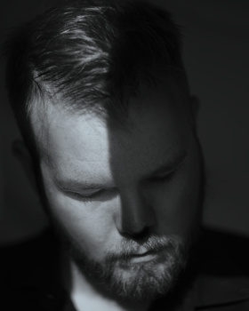My self portrait at 4x5 man, closeup, bearded, monochrome