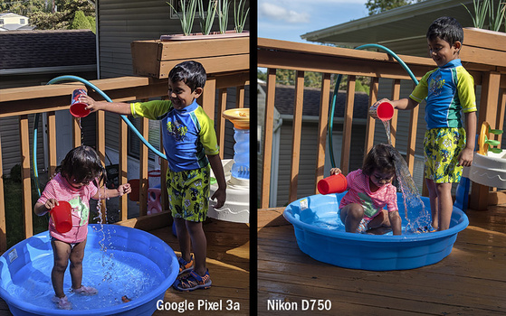 The Pixel 3a managed to retain highlights and shadows almost as well as a Nikon D750. The Pixel 3a managed to retain highlights and shadows almost as well as a Nikon D750.