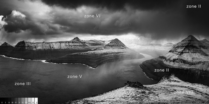 I tried to use the zone system of Ansel Adams to read through the photo I took at the Faroe Islands. The contrast is enhanced during the post-processing. I took the photo using the Exposure to the Right method to maintain detail in the dark areas while pr