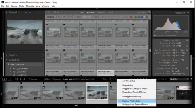 Using selection or rejection flags make it easy to view only the selected photos, or to periodically remove all rejected photos.