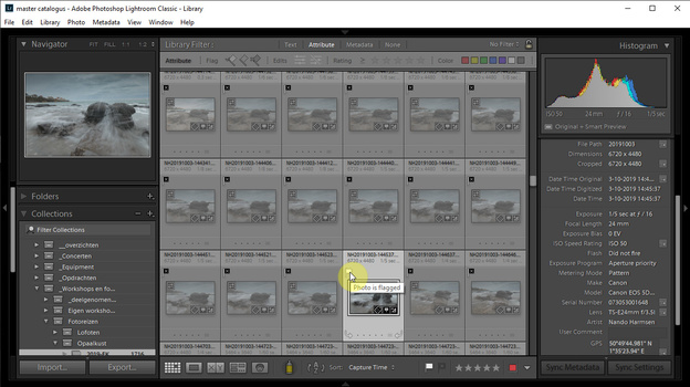 When going through a large number of photos it can be helpful to close the histogram panel at the right. This way, Lightroom doesn't have to calculate a histogram every time you select a photo.