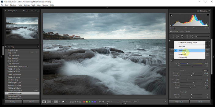 In the context menu it is possible to activate the solo mode. This way you prevent the different panels from being open at once. Only the one you are using will be open.
