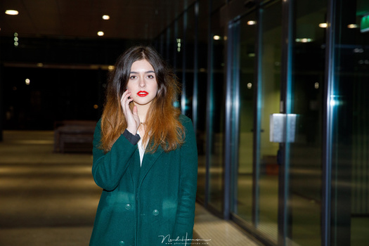 I used ISO1600 to capture the ambient light. If I used a lower ISO, the background would be almost black. By using a high ISO I was able to blend flashlight and ambient light.
