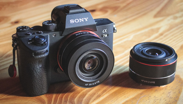 The unbelievably compact Samyang/Rokinon 35mm and 24mm f/2.8 prime lenses for Sony full-frame cameras. The unbelievably compact Samyang/Rokinon 35mm and 24mm f/2.8 prime lenses for Sony full-frame cameras.