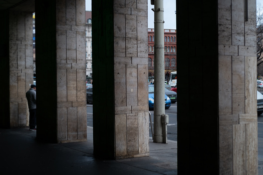 Learning how to crop in photography. A man on a street in Budapest.