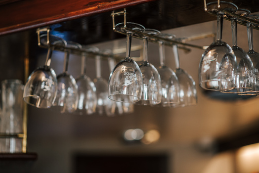 How to find what you are passionate for in photography. Lines of bar glasses hung up.